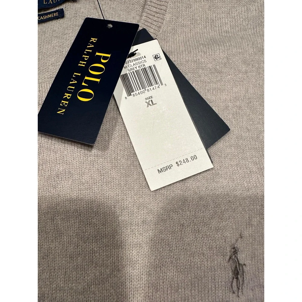 Polo Ralph Lauren Mens Washable Cashmere Crewneck Sweater Grey XL 710732990014